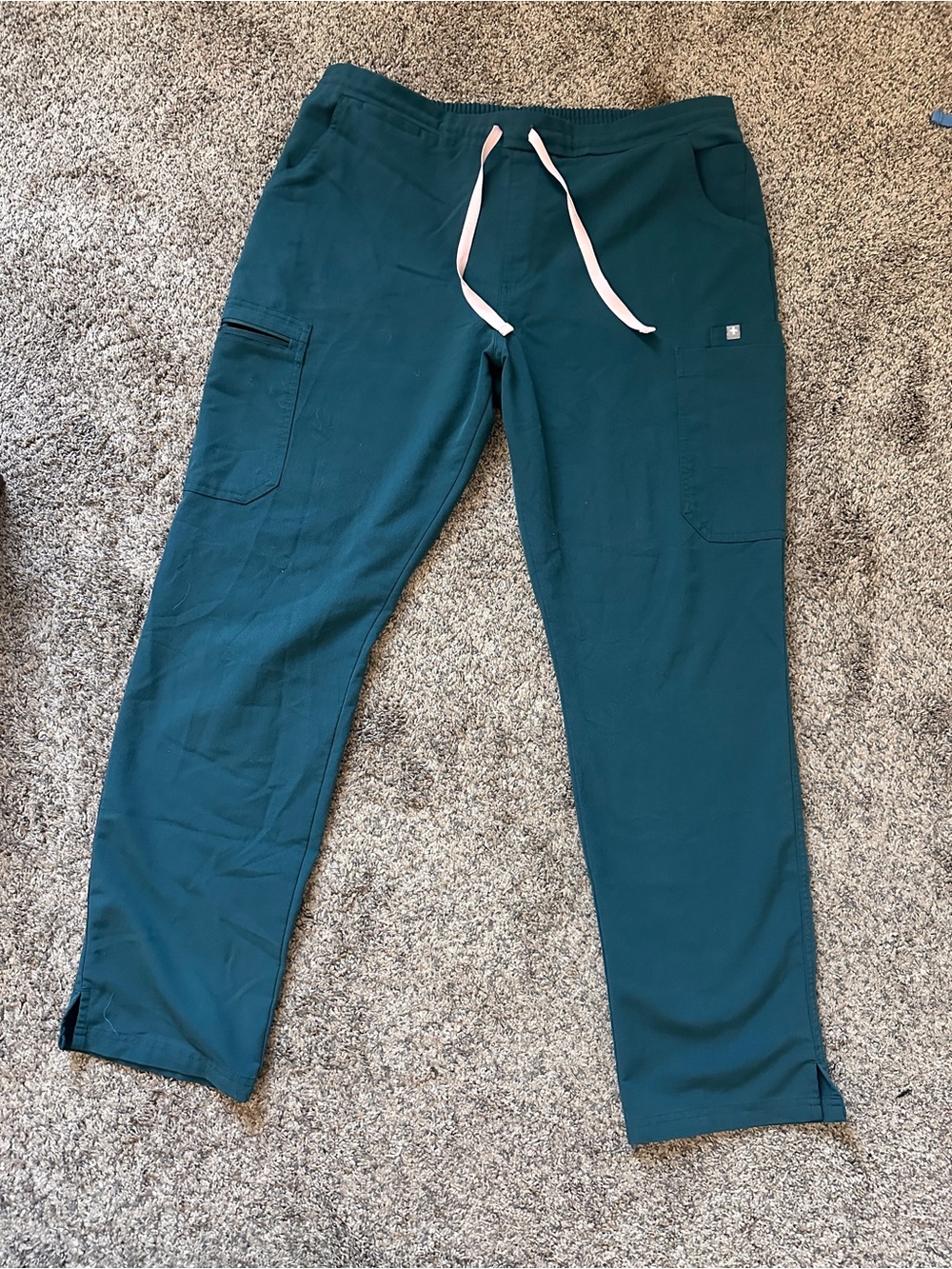 FIGS Teal Drawstring Cargo Scrub Pants